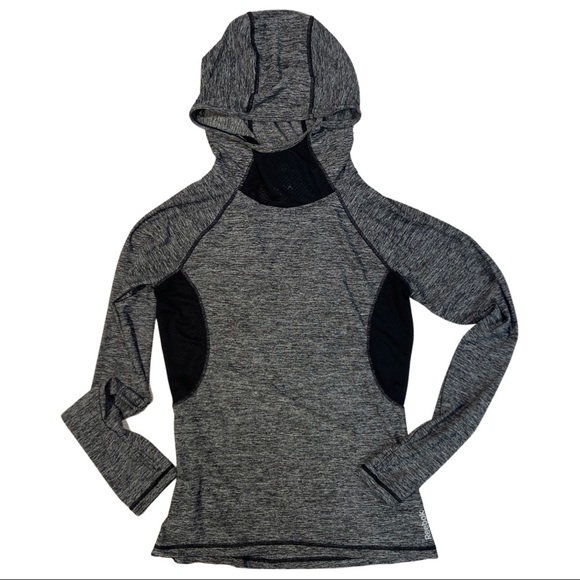 🛍️4/$20🛍️ Reebok athletic hoodie small gray black mesh vents thumb holes, zipper - Picture 1 of 10
